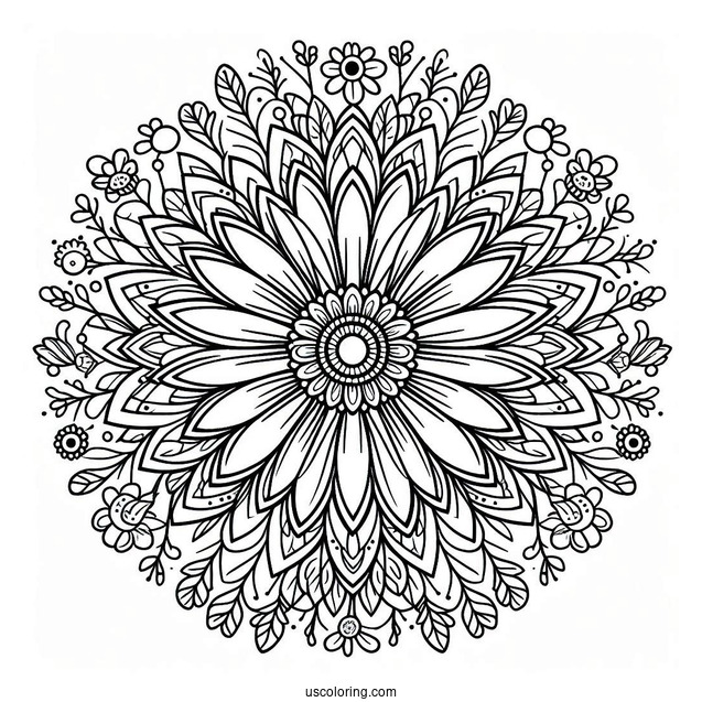 Massive Daisy Spring Mandala Coloring Page For Kids