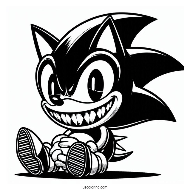 Sonic Exe Coloring Page With Scary Grin