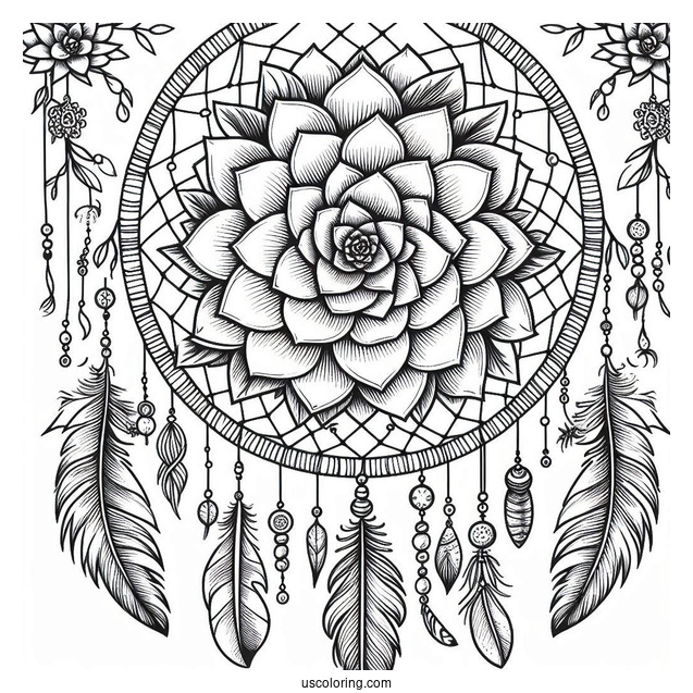 Succulent Coloring Page Dreamcatcher