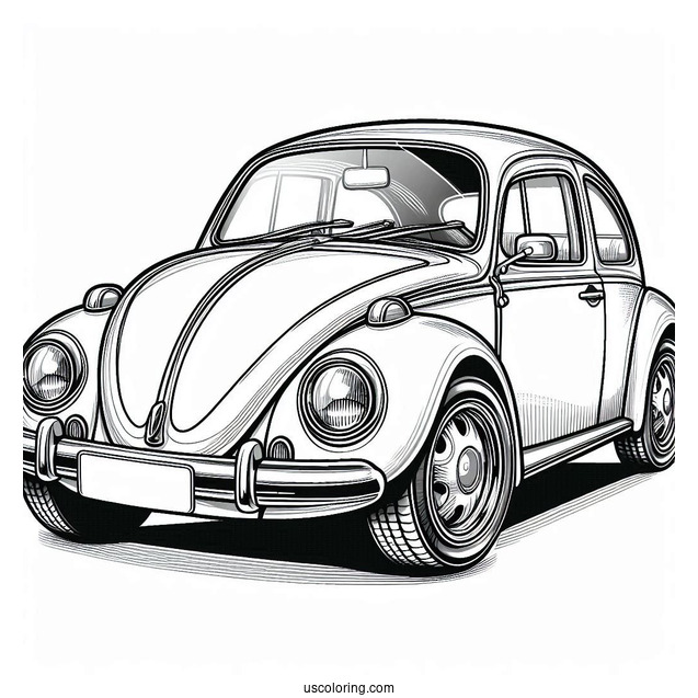 Detailed Volkswagen Beetle Coloring Sheet