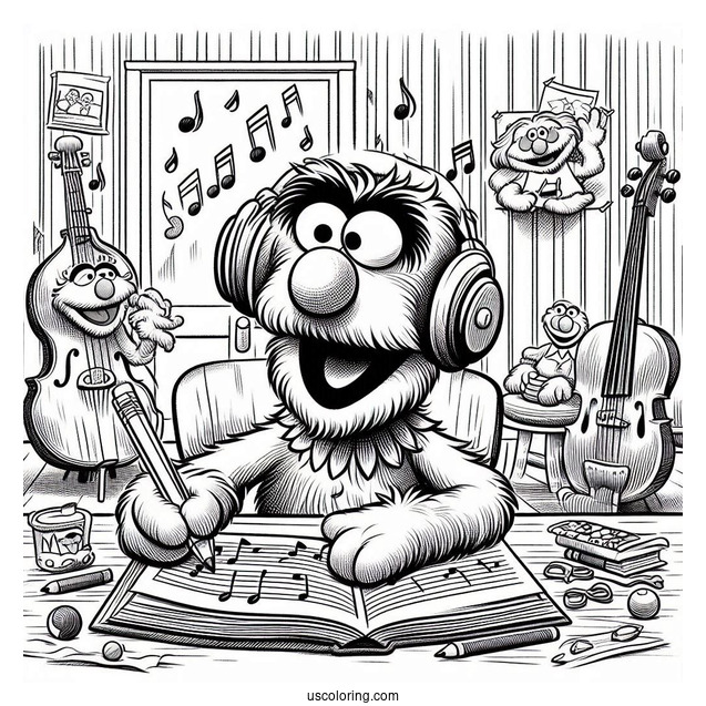 Muppets Coloring Page Of Rowlf The Dog Writing Music For Kids