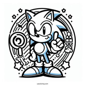 2D Retro Sonic Coloring Page