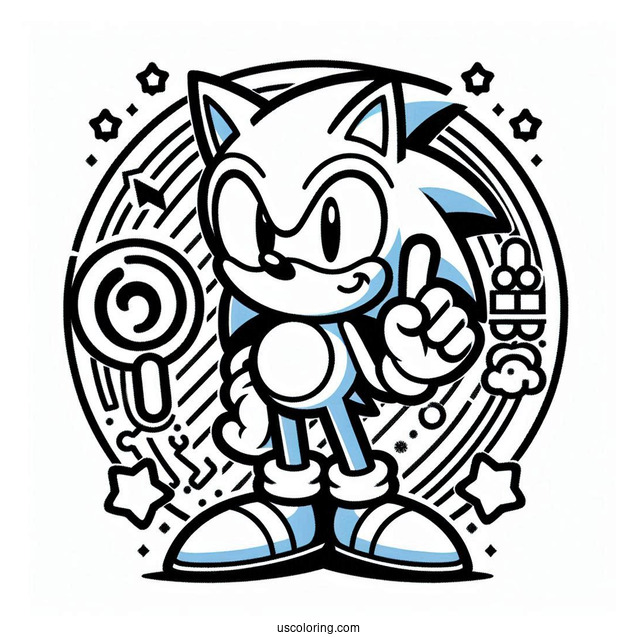 2D Retro Sonic Coloring Page