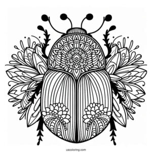 Flower Beetle Coloring Page Mandala