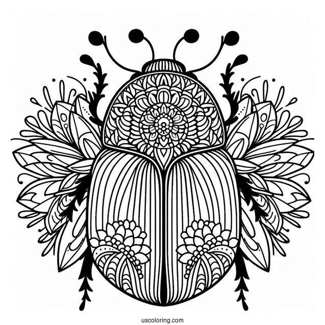 Flower Beetle Coloring Page Mandala