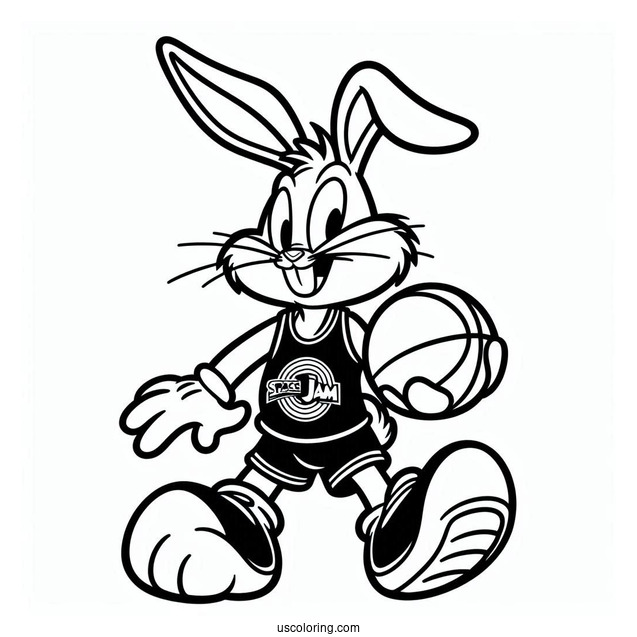 Cute Bugs Bunny In Tune Squad Jersey Coloring Page For Kids