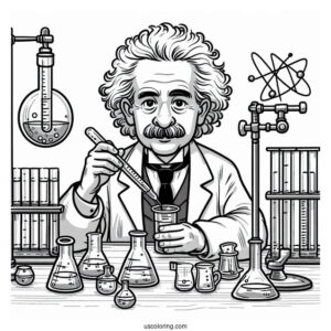 Albert Einstein Performing Laboratory Science Coloring Page Of Experiment