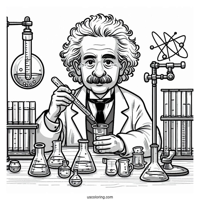 Albert Einstein Performing Laboratory Science Coloring Page Of Experiment