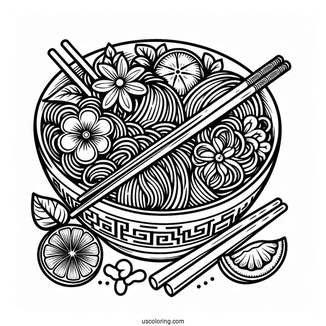 Chinese Noodles Coloring Page