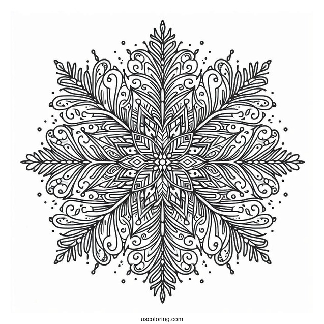 Full Page Of Intricate Snowflake Coloring Page