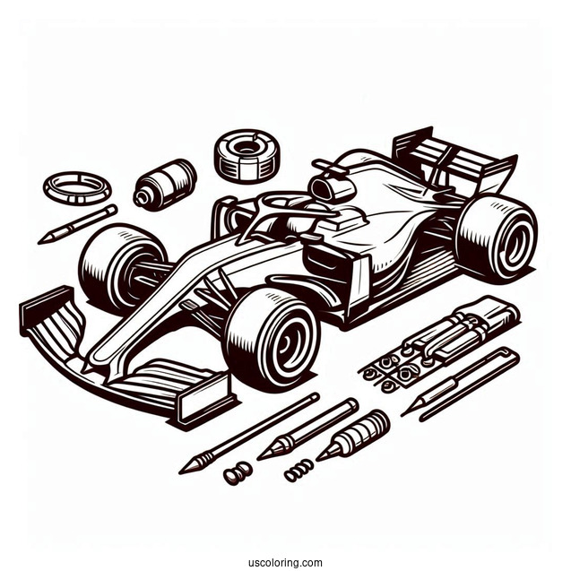 Coloring Page Of F1 Racing Car