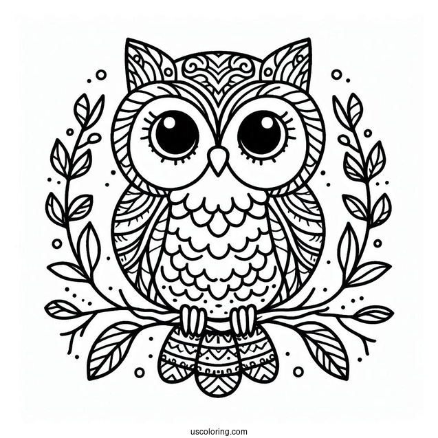 Easy To Color Owl For Kids