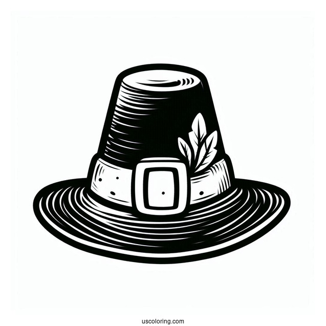 Pilgrim Coloring Page Hat Outline For Preschoolers