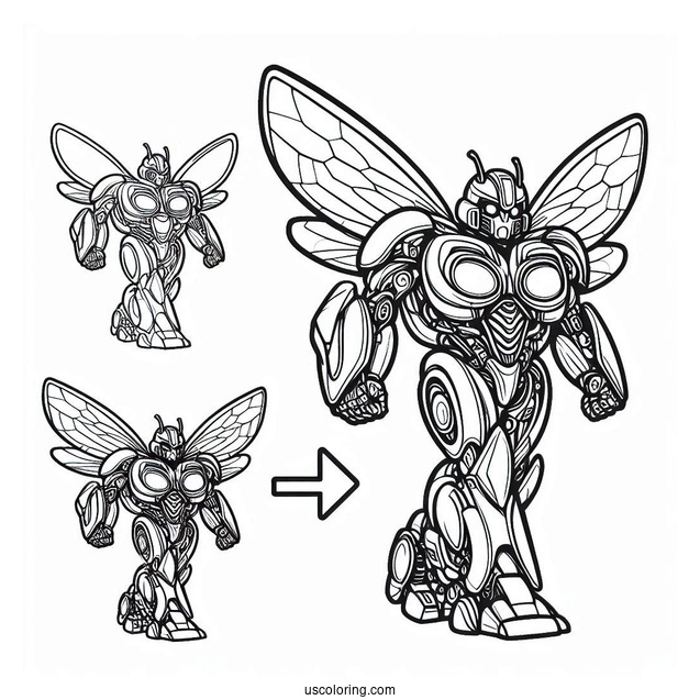 Intricate Autobot Bumblebee Coloring Page Transformation