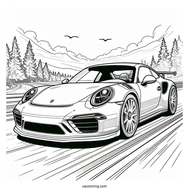 Porsche Coloring Page 930 Driving On Road
