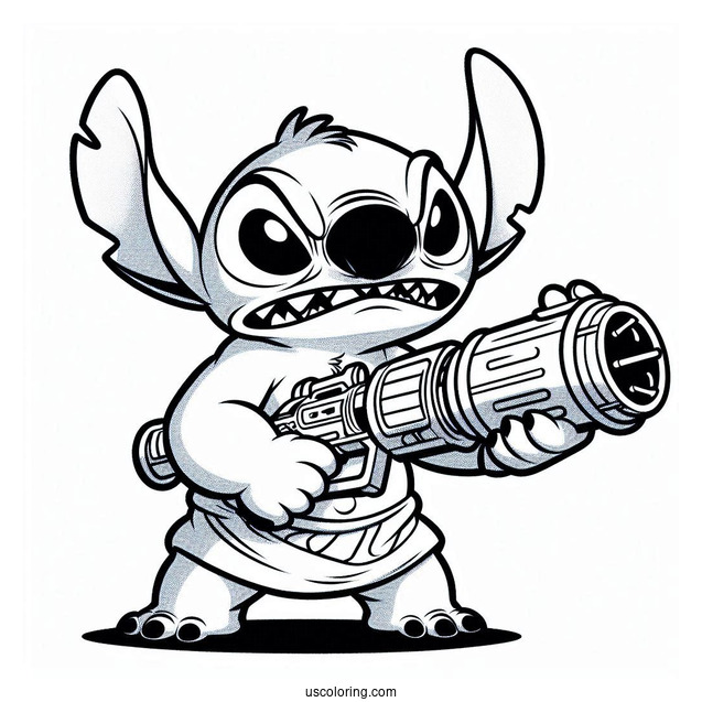Lilo & Stitch Coloring Page Of Angry Leroy Holding Plasma Blaster