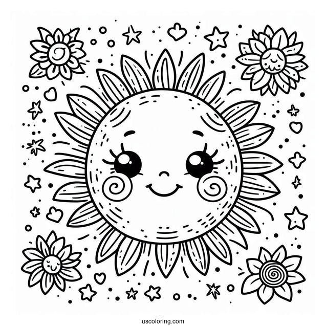 Smiling Sun Coloring Page
