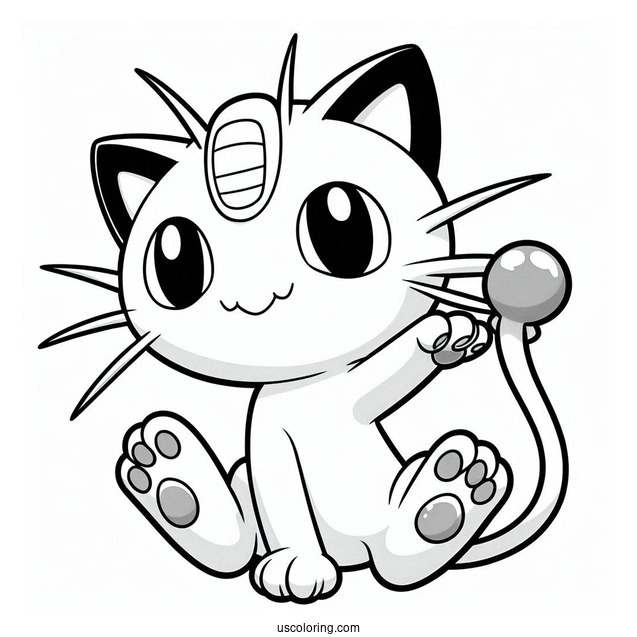 Meowth With Paw Up Coloring Page
