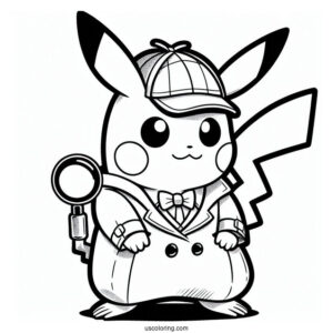 Detective Pikachu Coloring In For Kids