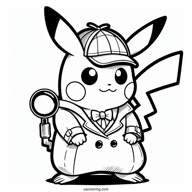 Detective Pikachu Coloring In For Kids