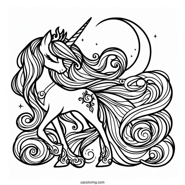 Princess Luna Coloring Page With Flowing Mane