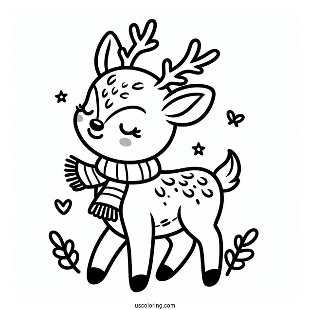 Super Cute Reindeer Coloring Page For Toddlers