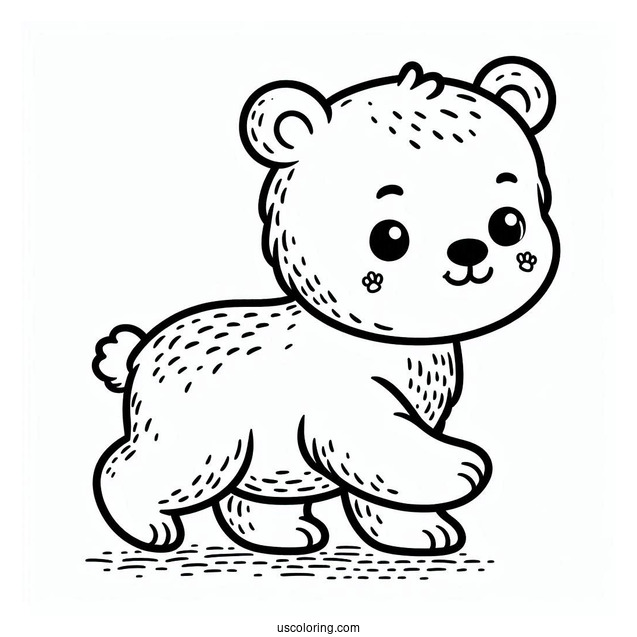Simple Baby Bear Coloring Page WalkingFor Kids