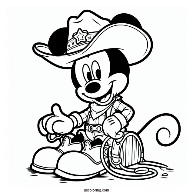 Cowboy Coloring Page Mickey Mouse For Kids