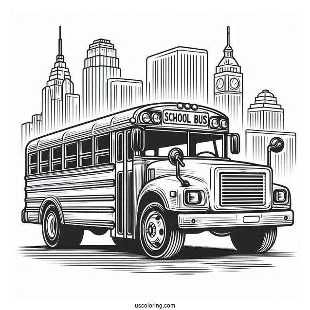Modern School Bus Coloring Page