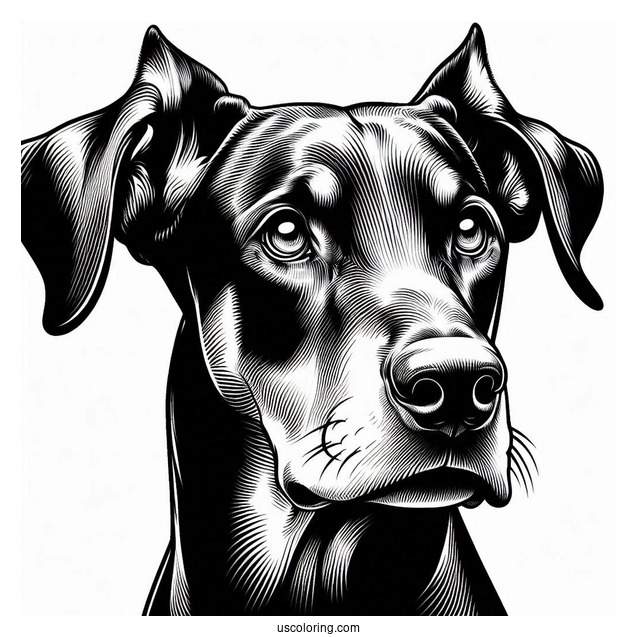 Close Up Of Alert Dobermann