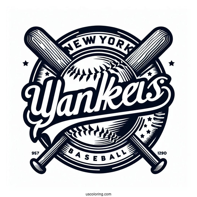 New York Yankees Baseball Team Logo To Color