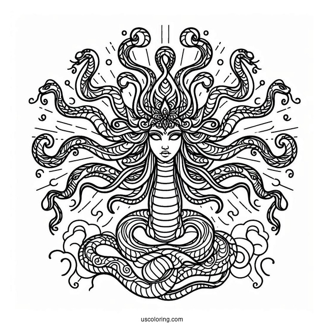 Medusa Coloring Page Snake Mandala