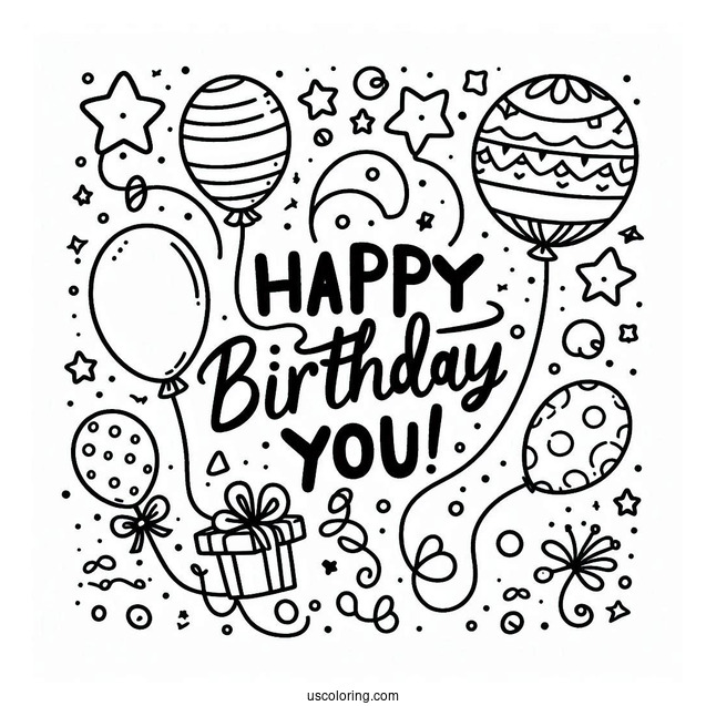 Happy Birthday To You Balloons To Color