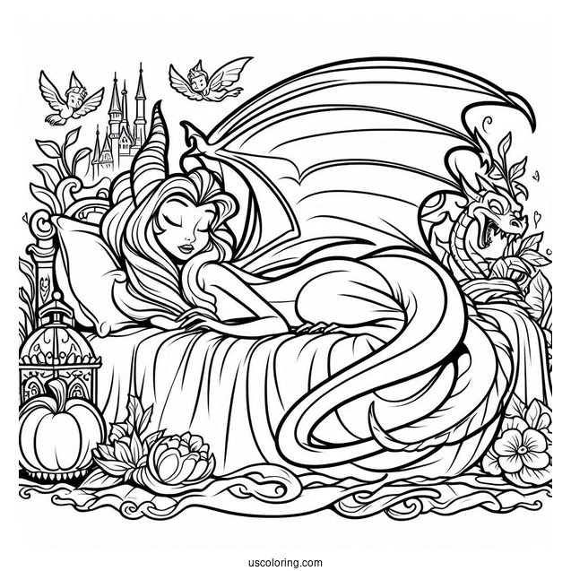 Sleeping Beauty Dragon Maleficent Coloring Page