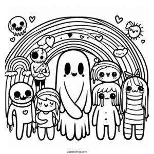 Creepy Rainbow Friends Coloring Page
