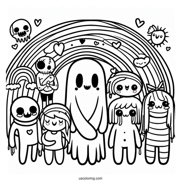 Creepy Rainbow Friends Coloring Page