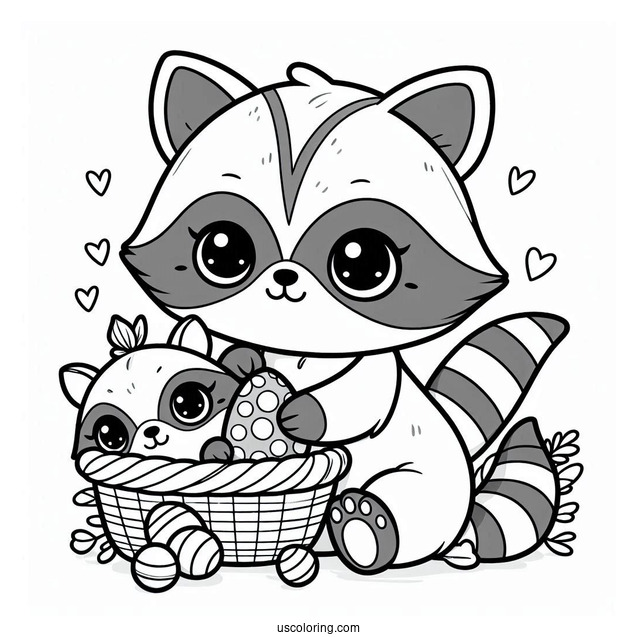Cute Baby Raccoon Coloring Page For Preschoolers