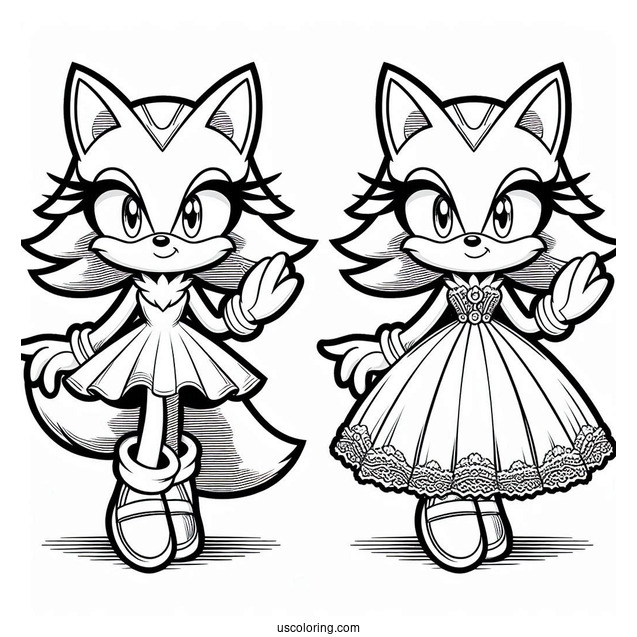 Blaze the Cat Wearing Gown Coloring In