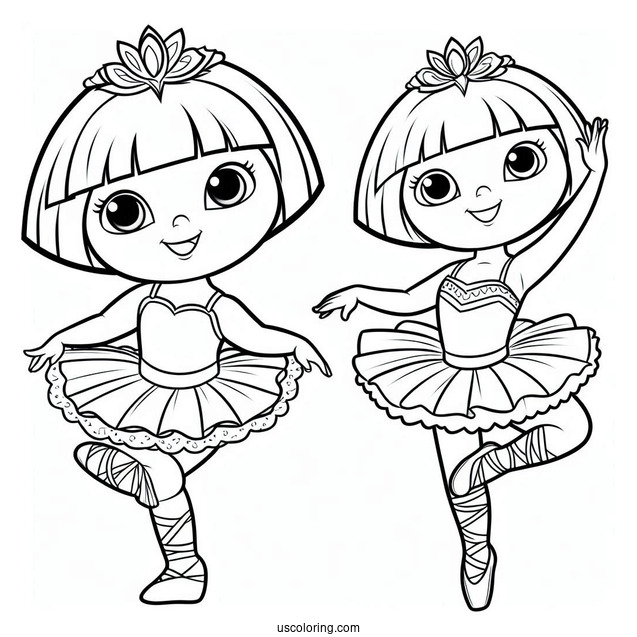 Dora As a Ballerina Coloring Page