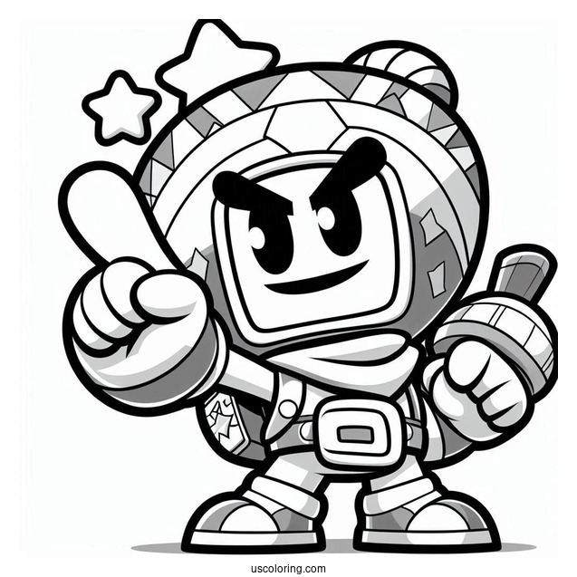 Brawl Stars Coloring Page Of Simple El Primo Pointing Up For Kids