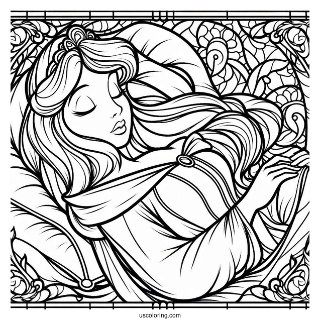 Sleeping Beauty Coloring Page Of Aurora Stained Glass