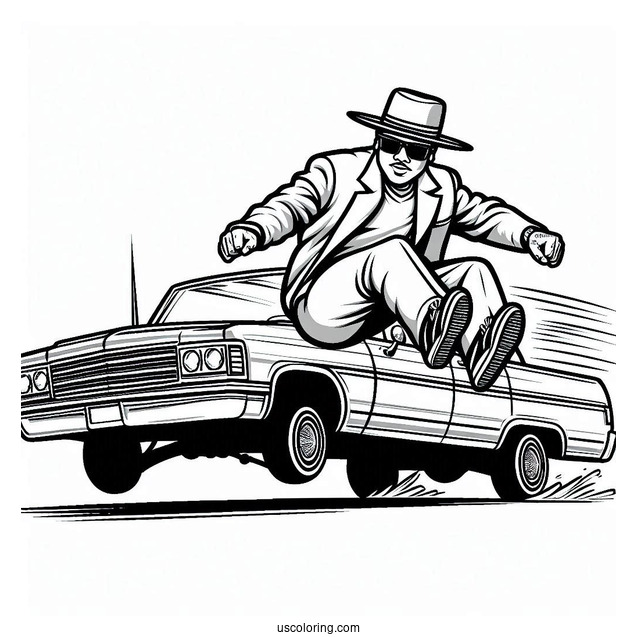Easy Outline Of Lowrider Coloring Page Hopping Sideways For Kids