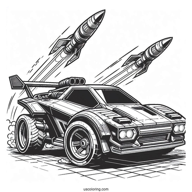 Rocket League Coloring Page Of Octane Battle Car With Rear Thrusters Blasting