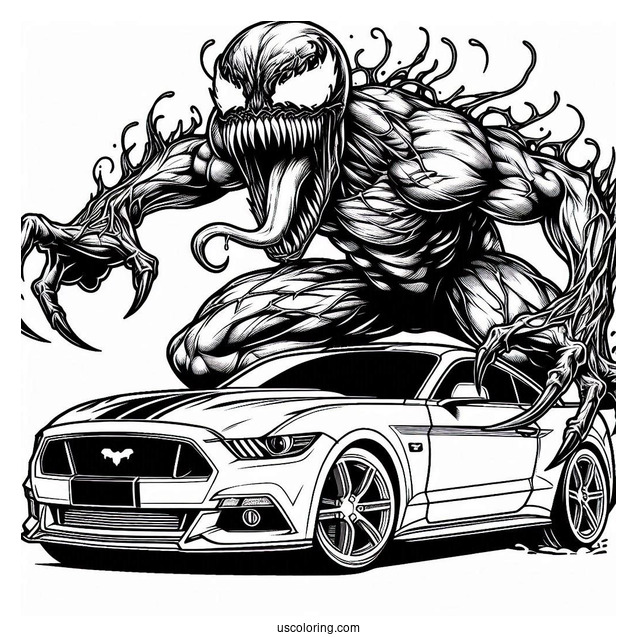 Carnage Coloring Page Growling On Top Of Car