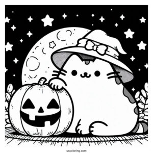 Pusheen With Jack O Lantern During Halloween
