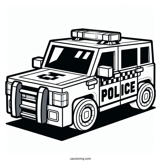Minecraft Police Car Coloring Page