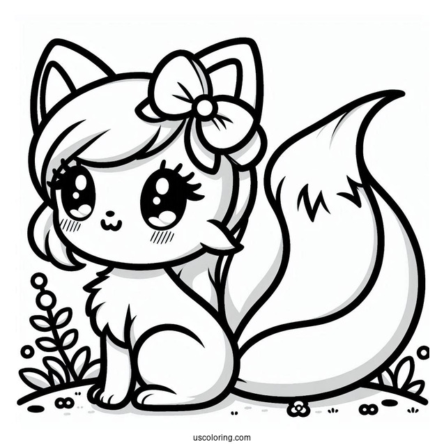 Kawaii Cartoon Tails Coloring Page For Kids
