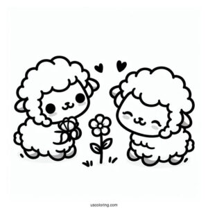Kawaii Baby Sheep Coloring For Preschoolers