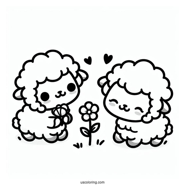 Kawaii Baby Sheep Coloring For Preschoolers
