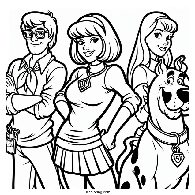The Scooby Gang Coloring Page For Kids